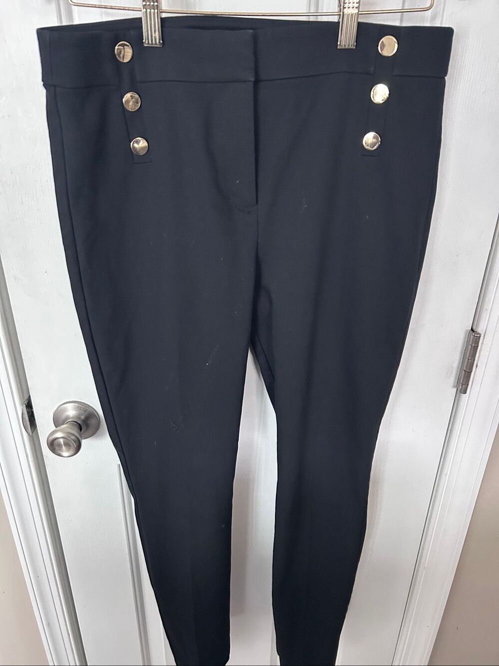 LOFT Pants Womens 8 black High Waist Skinny Ankle Dress pants Slacks sailor gold